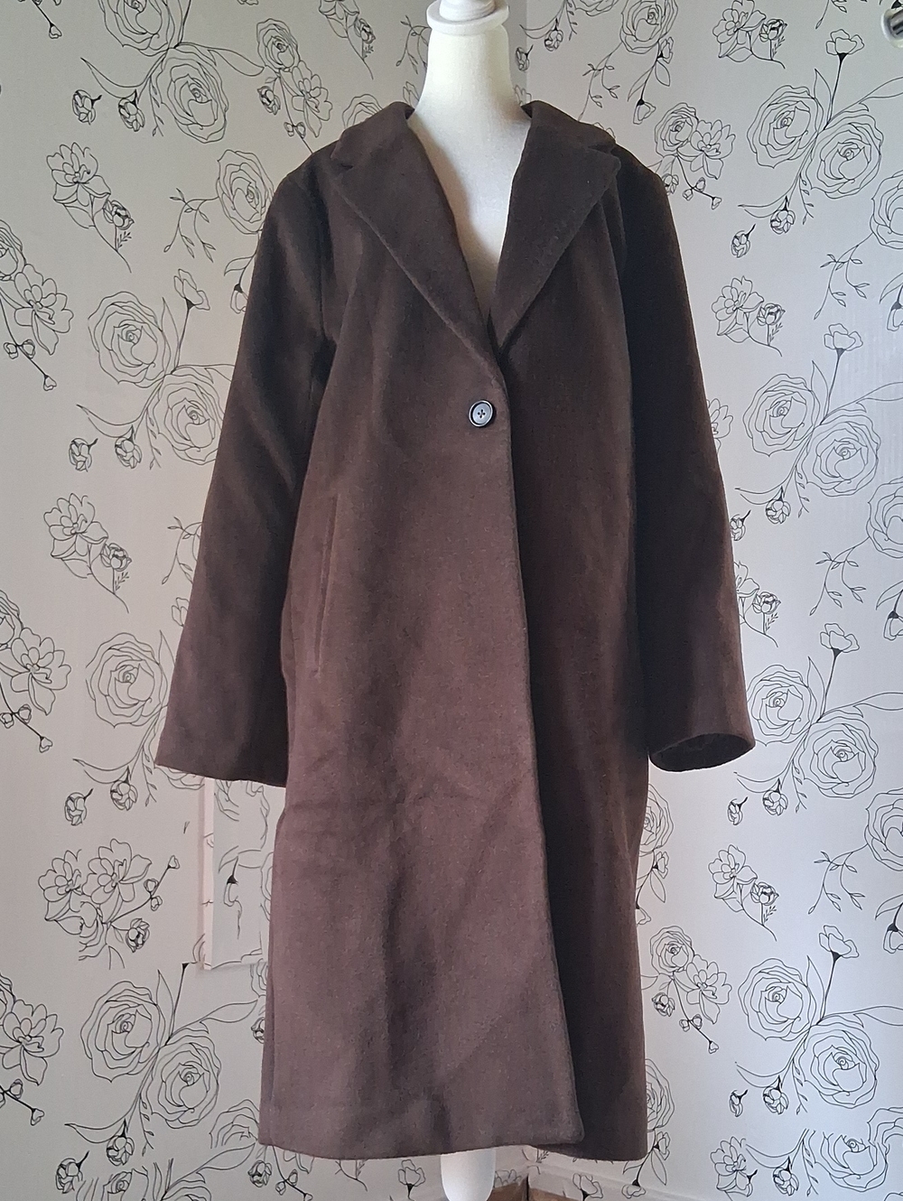 "Flaw" Quince Wool Cashmere Classic Single Breasted Coat Dark Chocolate L Brown